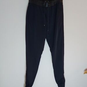 Vince Jogger Style Pants with Faux Leather Waist and Zippered Ankles Size S